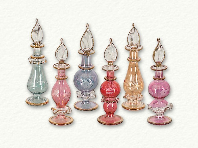 Blown glass perfume bottles lot